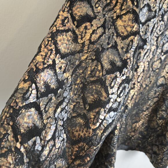 NEW Erin London Womens Jacket 2X Animal Print Metallic Copper Black Moto MOBWIFE - Picture 10 of 10
